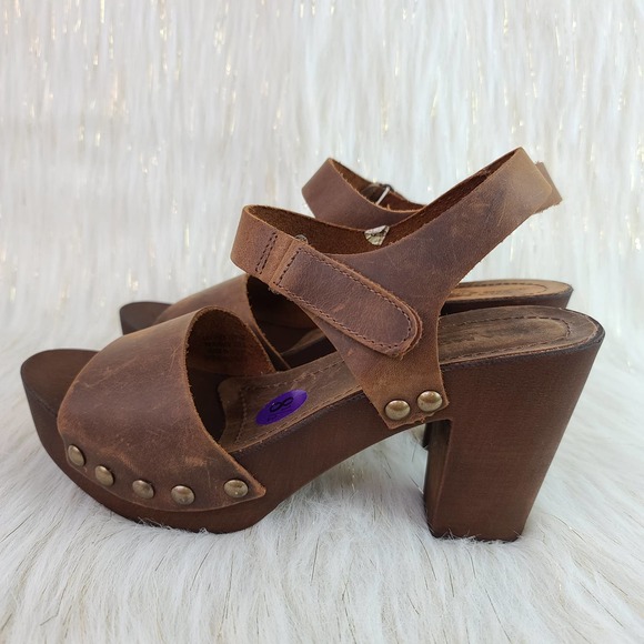 Mila Paoli Strappy Heel Sandals Brown Leather Open Toe Heels Platform 8.5 - Picture 4 of 10